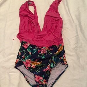 Cupshe Pink and Floral One Piece Swimsuit